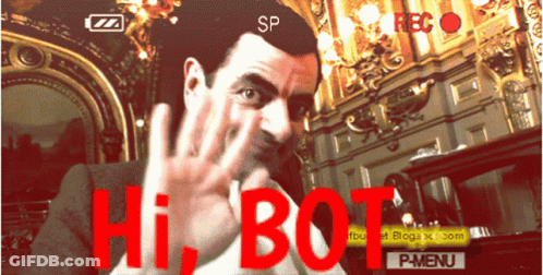 A Video Of A Man Says Hi Bot In Red GIF