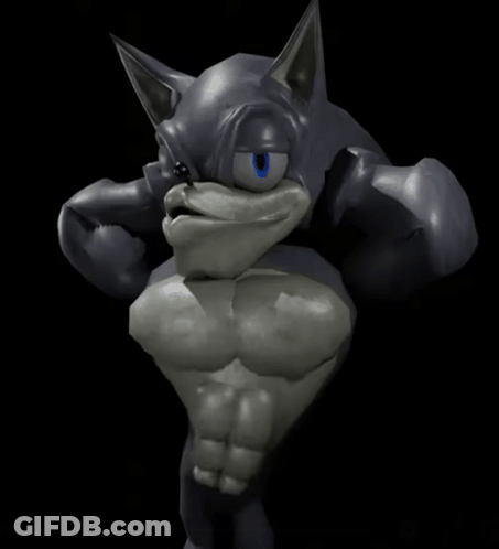 A Video Of A Muscled Sonic The Hedgehog Is Being Played GIF