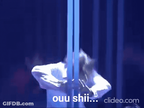 A Video Of A Person Dancing With The Words Ouu Shii Behind Them GIF