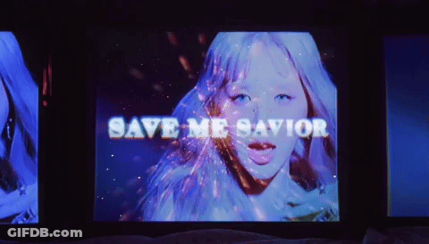 A Video Of A Woman With The Words Save Me Savior On It GIF
