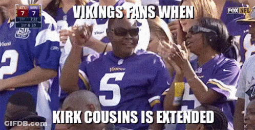 A Vikings Fan Wearing Number 5 Applauds During A Game GIF