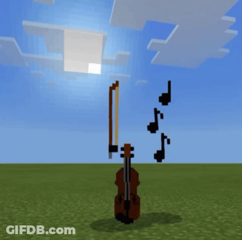 A Violin In A Video Game With Music Notes Coming Out Of It 'S Bow GIF