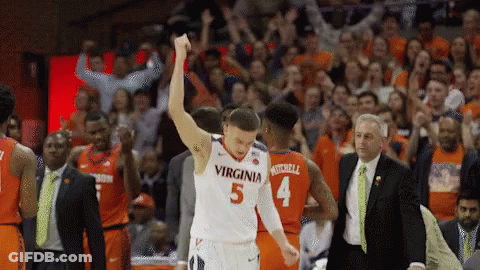 A Virginia Basketball Player Celebrates His Team 'S Win GIF