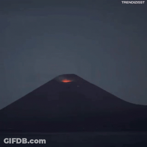 A Volcano Is Erupting With The Hashtag Trendizisst On The Bottom GIF