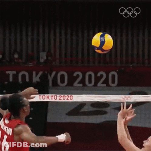 A Volleyball Game Is Being Played At The Olympics In Tokyo GIF