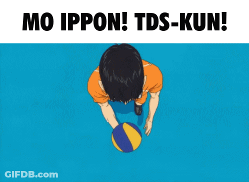 A Volleyball Player With The Words Mo Ippon Tds-Kun On The Bottom GIF