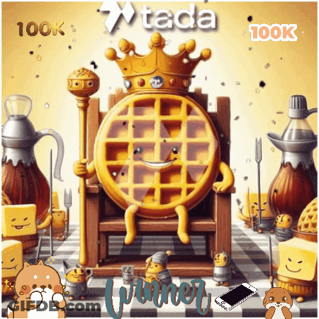 A Waffle With A Crown Is Sitting On A Throne With The Word Winner Written Below It GIF