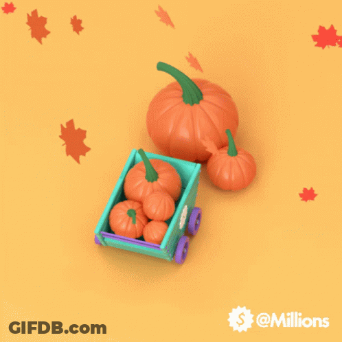 A Wagon Full Of Pumpkins With A Dollar Sign On The Side GIF