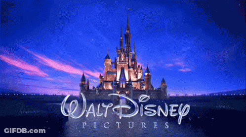 A Walt Disney Pictures Logo With A Castle In The Foreground GIF