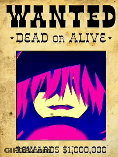 A Wanted Poster For A Person With Pink Hair And A Reward Of $ 1,000,000 GIF