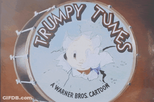 A Warner Bros. Cartoon Trumpy Tunes Logo GIF