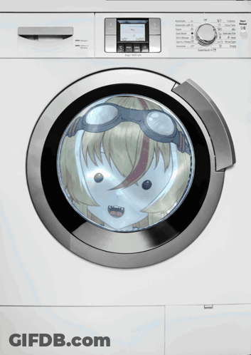 A Washing Machine Has A Picture Of A Girl In The Door GIF