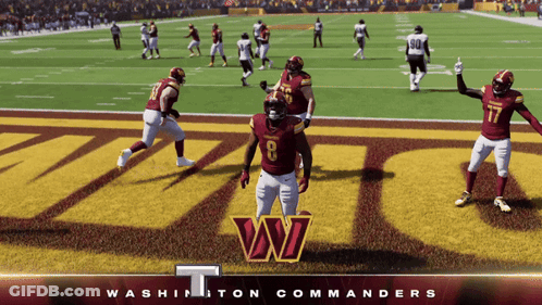 A Washington Commanders Football Game Is Being Played On A Field GIF
