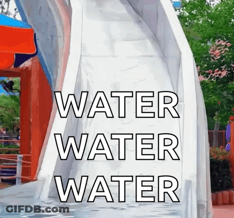 A Water Slide At A Water Park With The Words Water Water Water Below It GIF