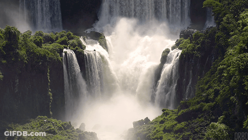 A Waterfall With Drbo Written On The Bottom Of The Image GIF