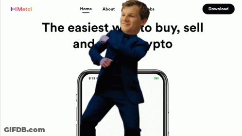 A Website For First Blockchain Bank And Trust Shows A Man In A Suit GIF