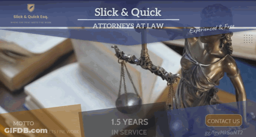 A Website For Slick & Quick Attorneys At Law Is Displayed GIF