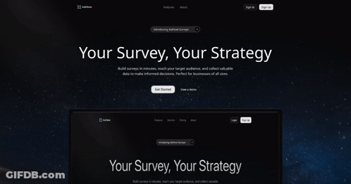 A Website That Says Your Survey Your Strategy On The Top Of It GIF