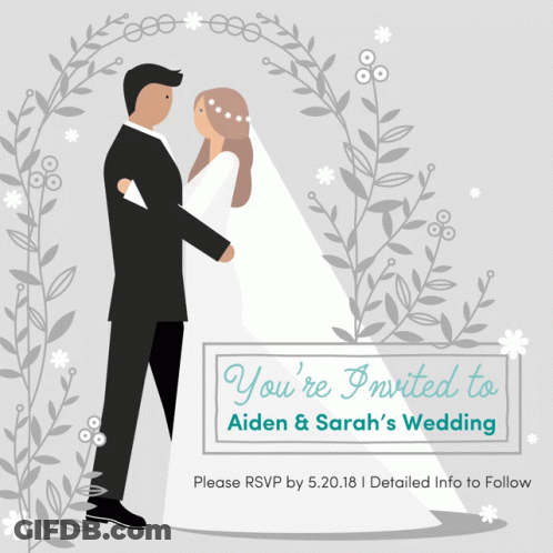 A Wedding Invitation For Aiden And Sarah GIF