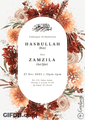 A Wedding Invitation For Hasbullah And Zamzila Dated 27 Dec 2025 GIF