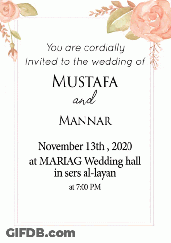 A Wedding Invitation For Mustafa And Mannar Dated November 13Th 2020 GIF