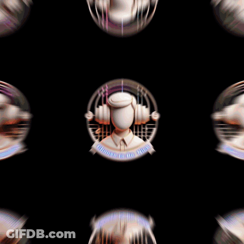 A Welcome Sign With A Man Wearing Headphones GIF