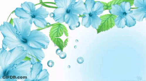 A Welcome To Vhielle 'S Part Banner With Blue Flowers GIF