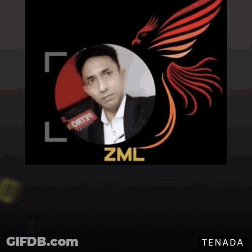 A Welcome To Zml Interactive Family Sign With A Picture Of A Man GIF