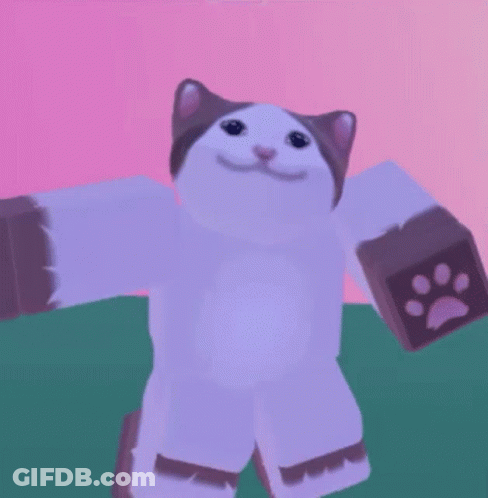A White And Brown Cat With Paws Is Standing In A Field . GIF