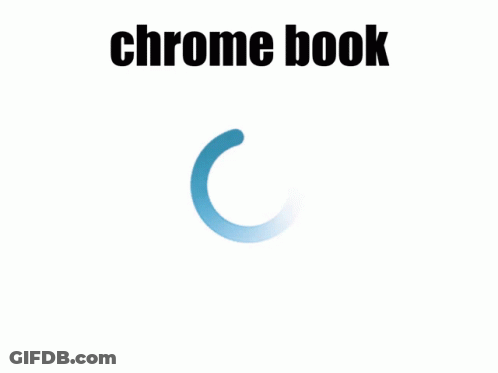 A White Background With A Blue Circle And The Words Chrome Book GIF