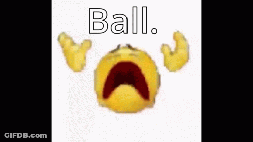 A White Background With A Brown Stain That Says Ball On It . GIF