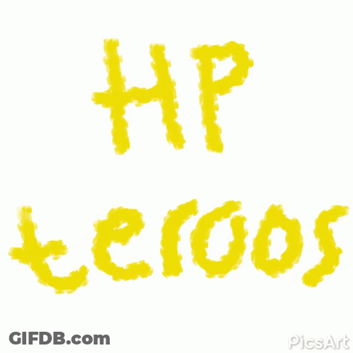 A White Background With Orange Letters That Say Hp Teros GIF