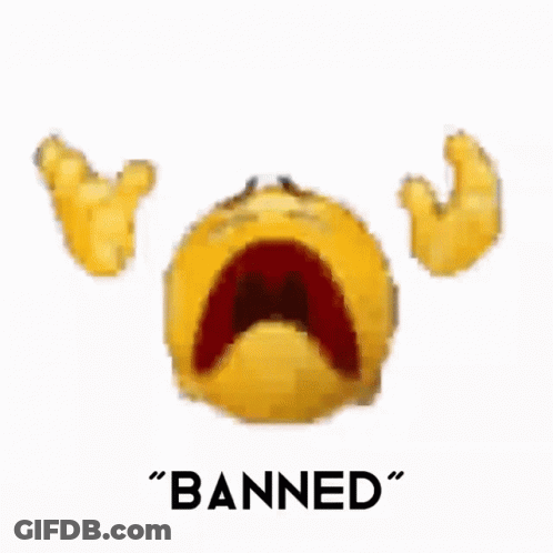 A White Background With The Word Banned In Black Letters GIF