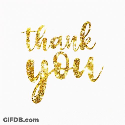 A White Background With The Words Thank You In Gold GIF