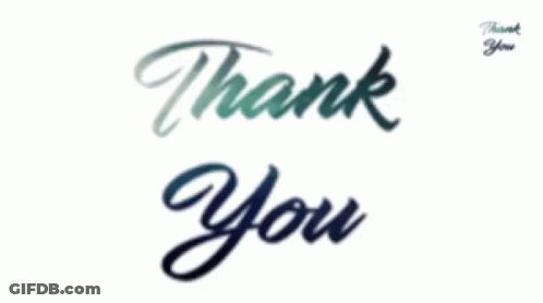 A White Background With The Words Thank You Written In Blue GIF