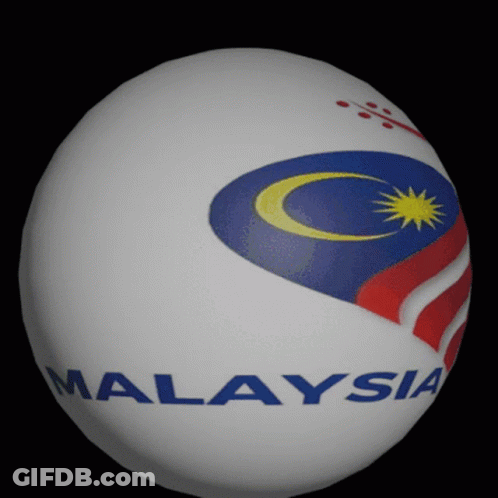A White Ball With The Word Malaysia Written On It GIF
