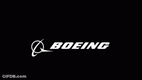 A White Boeing Logo Is On A Black Background GIF