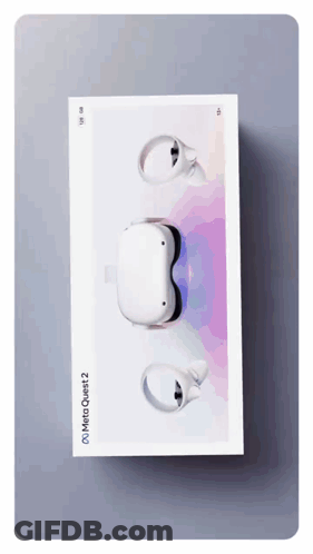 A White Box With A Virtual Reality Headset In It GIF