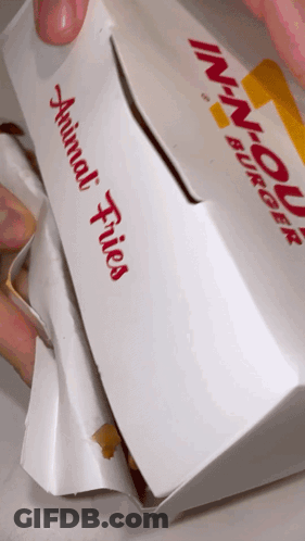 A White Box With Animal Fries Written On The Side GIF