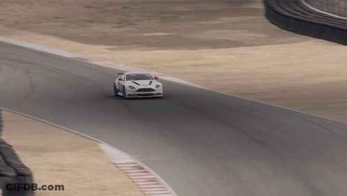 A White Car Is Driving On A Race Track GIF