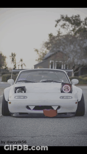 A White Car Is Parked On The Side Of The Road With A Picture Of It Taken By Acrylik56 GIF