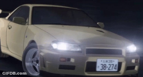 A White Car With A License Plate That Says 38-274 GIF