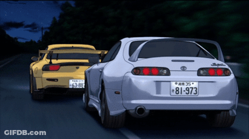 A White Car With A License Plate That Says 81-973 Is Driving Next To A Yellow Car GIF
