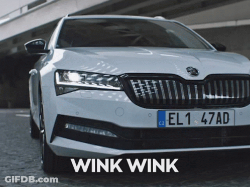 A White Car With A License Plate That Says El1 47 Ad GIF