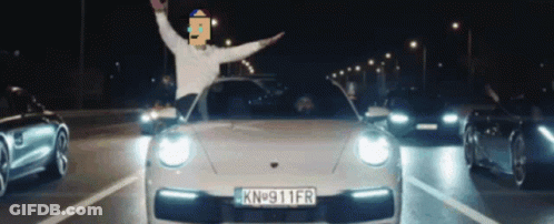 A White Car With A License Plate That Says Kn 911Fr GIF