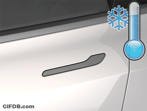 A White Car With A Snowflake And A Thermometer GIF