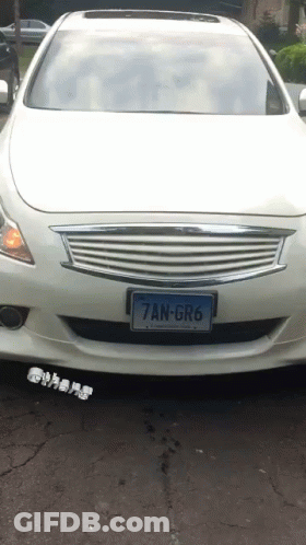 A White Car With The License Plate 7An-Gr6 GIF