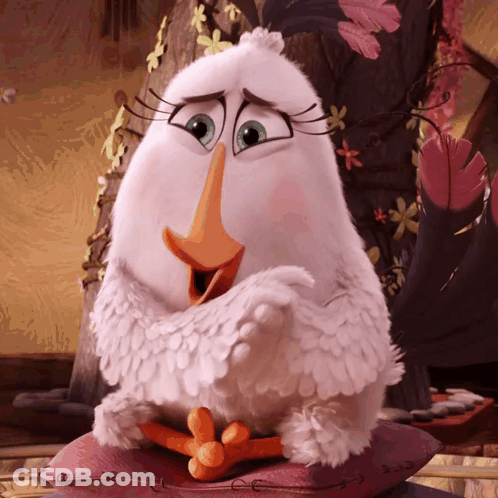 White Cartoon Bird Sitting On Pillow GIF