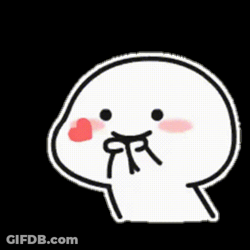 A White Cartoon Character Is Holding A Red Heart In His Mouth . GIF
