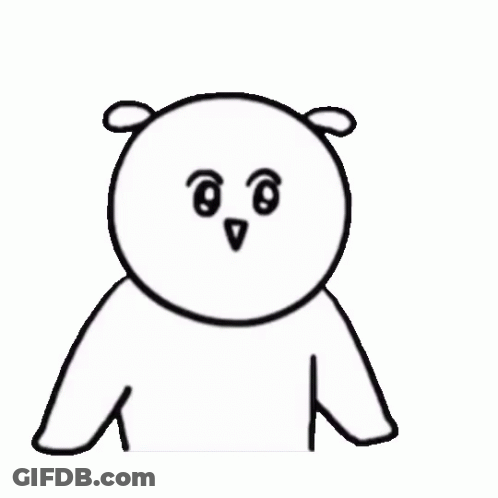 A White Cartoon Character Is Making A Heart Shape With His Hands . GIF